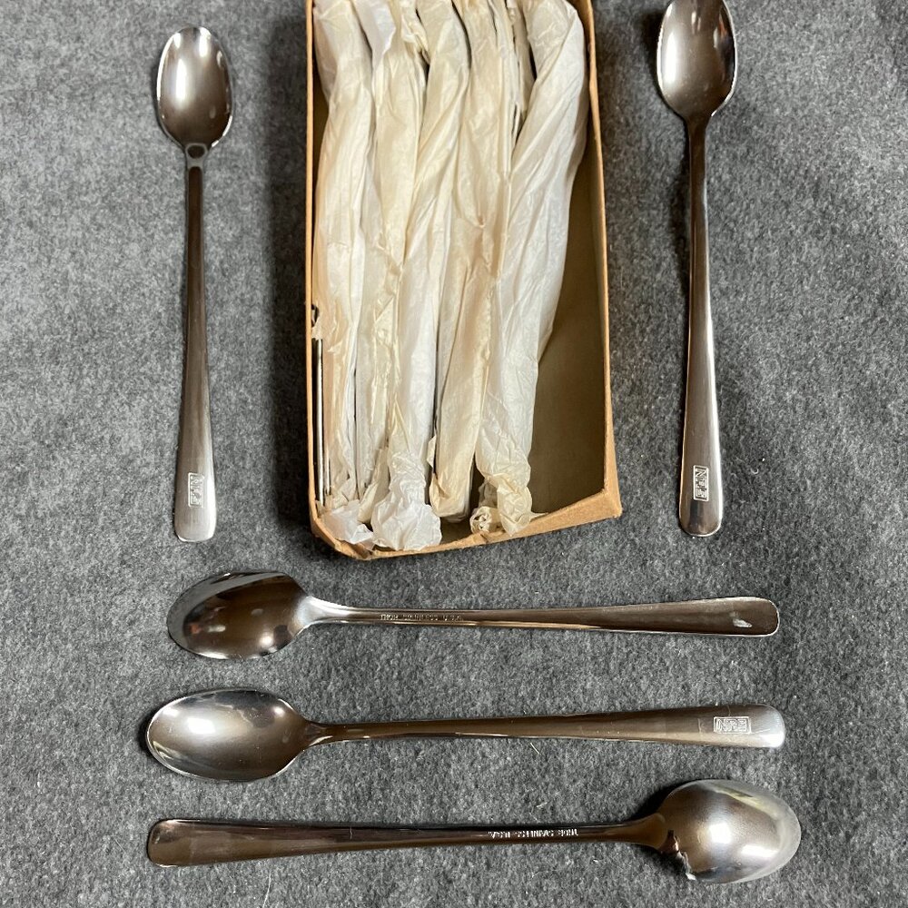 New in Box SET of 35 Thor USA Stainless 8" Long Iced Tea Spoons Monogram NRS